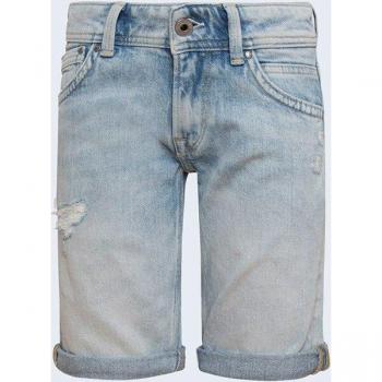 Pepe Jeans Boys' Blue Denim Bermuda Shorts with Distressing 8Y
