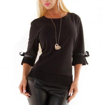 Glänzendes Satin-Cocktail T-Shirt mit Schleifen-Detail, Größe S/M