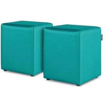 Puff Cubo Polipiel Turquesa - Set de 2