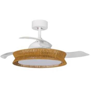 Lucande Lineta 103cm Quiet White Rope LED Ceiling Fan with Dimmer