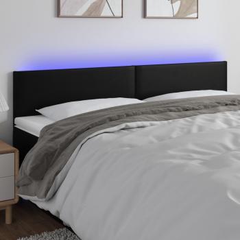 Black Faux Leather LED Headboard 200x5x78/88 cm