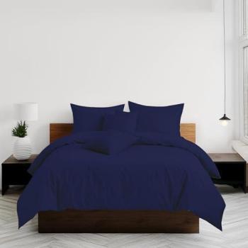 Navy King Bed Linen Set – PolyCotton Duvet & Pillowcases, Easy Care