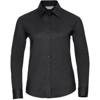 Russell Collection Women's Oxford Long-Sleeved Shirt - Royal Blue - Size XS