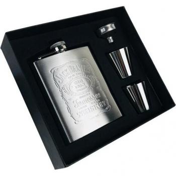 Silver Hip Flask with Funnel and Cup