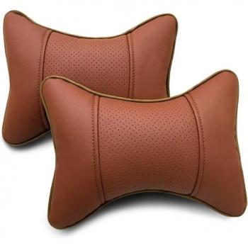 Vtear PU Leather Neck Pillow Cover for Car Headrests - 2 Pieces for Toyota C-HR, PAV4, Hyundai Creta ix25