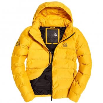 Gelbe Superdry Pufferquilt Jacke für Männer Größe L
