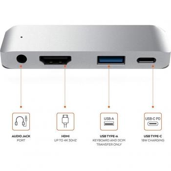 USB C Hub mit PD Ladefunktion, TF/SD Kartenleser, HDMI und Kopfhöreranschluss für iPad Pro und MacBook