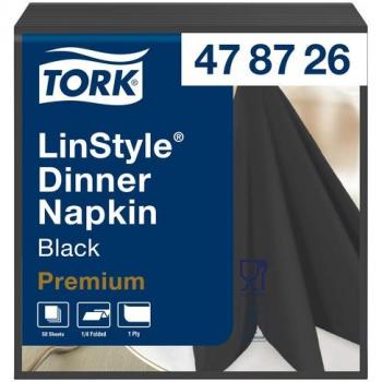 Dinnerservetten Tork LinStyle 1/4-vouw 1-laags 50st zwart
