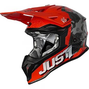 Just1 Casco de Motocross J39 Camuflaje Gris Naranja