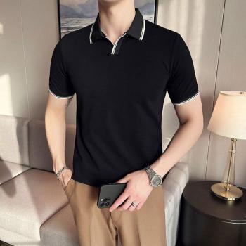 Polo ajustado de manga corta con solapa para hombre