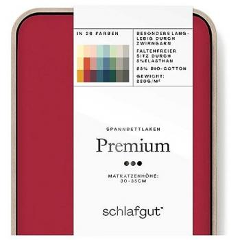 Schlafgut Jersey-Elasthan Spannbettlaken PREMIUM 100% Bio-Baumwolle rot XL 180 x 200 cm - 200 x 220 cm