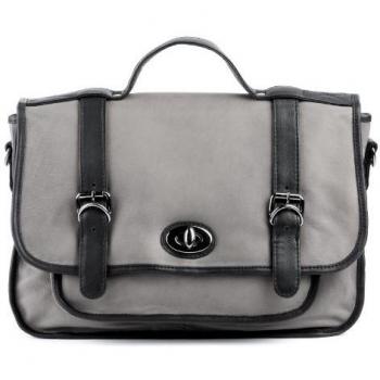 Scotch & Vain cartera LEEDS - piel genuina gris - bolso para hombro - M - satchel para la universidad con la asa para hombro para tablet, iPad, 14, laptop