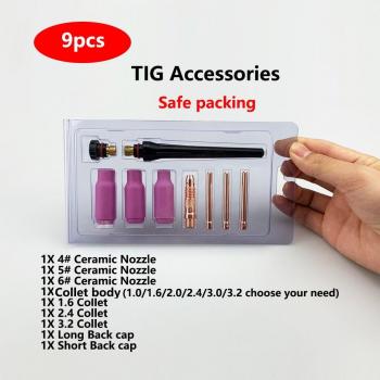 9pcs TIG Welding Torch Consumables for SR WP 17 18 26