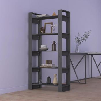 VidaXL Bookshelf/Room Divider Grey 80x35x160 cm Solid Wood