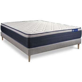 ACTISOM KomfortPlus Matratze 140x220cm + Bettgestell - 26cm Dicke - Taschenfederkern und Memory-Schaum - H4
