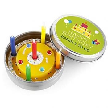 Donkey Products Geburtstagskerze in Metallbehälter – 5 Mini-Kerzen, Ø 6,5 cm