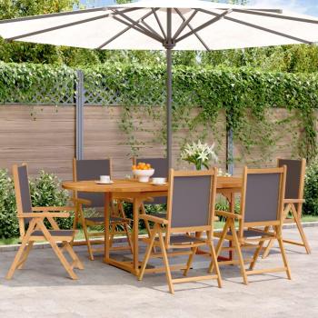 VidaXL 7 Piece Garden Dining Set Anthracite Fabric and Solid Wood