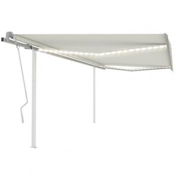 VidaXL Manual Retractable Awning with LED 4x3 m Cream