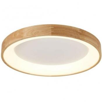 CristalRecord Plafón LED Redondo Madera Natural 47cm