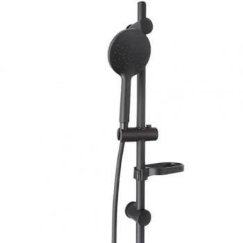 Saliscendi Doccia Regolabile Ambra Black Up con Doccetta e Portasapone, Altezza 670 mm