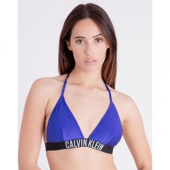 Top bikini Calvin Klein Triangle Shine blu nero bianco donna - L