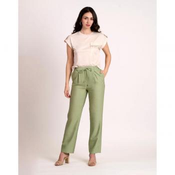 Naf Naf - Pantalón recto de mujer satinado con pinzas