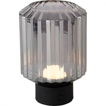 Reality Leuchten Lampada LED da tavolo Lord, nero/fumo, altezza 19,5 cm, vetro