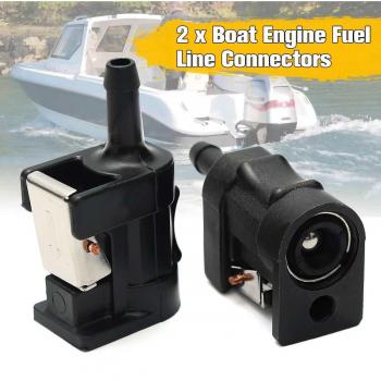 2Pcs Yamaha Outboard Fuel Line Tank Connector - Black Plastic 6mm Hose