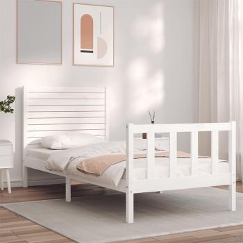 Giroletto con Testiera Bianco Single in Legno Massello