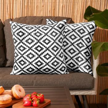 Pack Of Geometric Outdoor Cushion Covers - Geo Black / 2