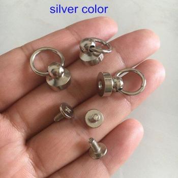25 Sets 10mm Screw On Metal Rivet Studs with Ring - Silver or Gold