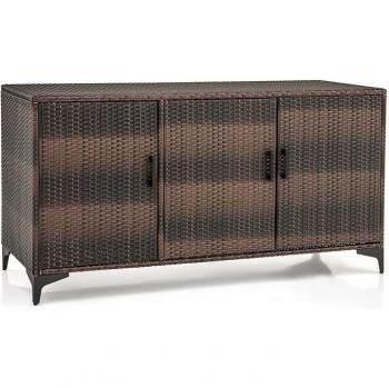 Contenitore Cassapanca in rattan PE 318L, 3 porte, ripiani rimovibili, resistente all’acqua, marrone