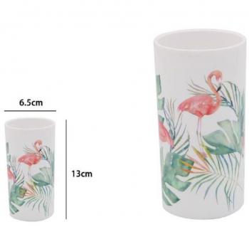 Estuche plástico para cepillos con flamencos decorativos
