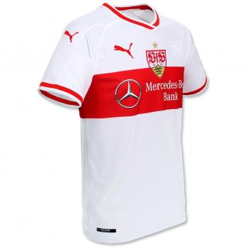 PUMA Herren Home-Sponsor-Shirt VfB Stuttgart – Weiß mit roten Streifen – 5XL