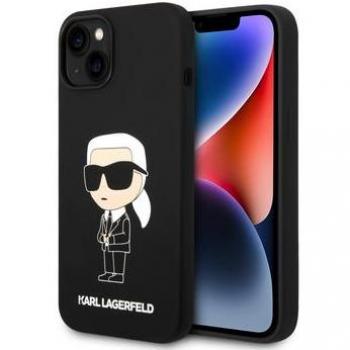 Karl Lagerfeld Liquid Silicone Ikonik NFT Hülle für iPhone 15 Schwarz