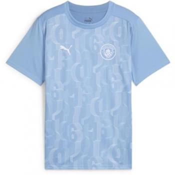 Puma Man City Kids Prematch Short Sleeve Shirt 2024-2025 - Light Blue - Size 9/10