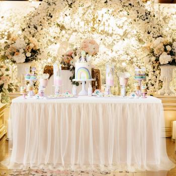 Rose Gold Champagne Tulle Table Skirt