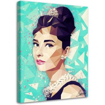 Audrey Hepburn Schilderij op Doek met Chignon 40x60 Groen