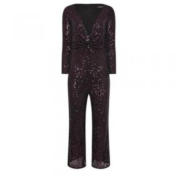 Petite Purple Sequin Wrap Jumpsuit