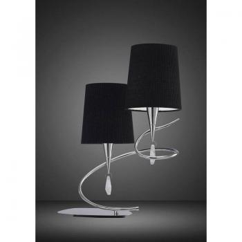 Lampadaire de salon Mara 2 x E14, chromé brillant avec diffuseur noir