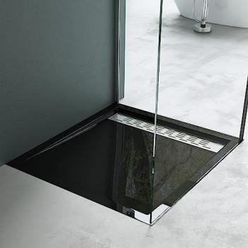 Bac à douche rectangulaire en acrylique noir (90×100 cm) – XE4