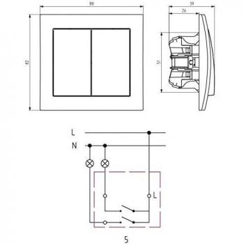 KIER Włącznik świecznikowy podwójny LP-2W/00