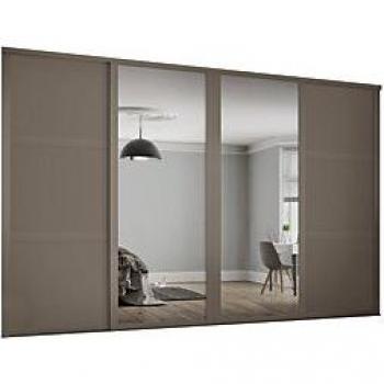 Stone Grey Shaker 4-Door Wardrobe Sliding Kit