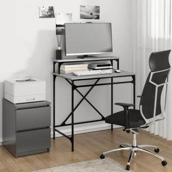 VIDAXL - Scrivania da Studio, Tavolo Porta pc per Computer Grigio Sonoma 80x50x90 cm Legno Multistrato e Ferro