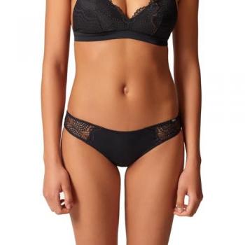 Skiny Damen String mit Spitzenbesatz, Schwarz, Größe 42