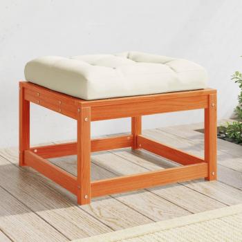 VidaXL Garden Footstool with Cushions Wax Brown Solid Wood Pine