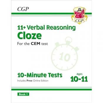 11 CEM 10Minute Tests Verbal Reasoning Cloze Ages 1011 Book 1 with Online Edition by CGP Books