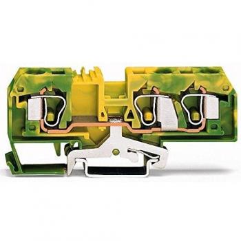 3-Wire Ground Terminal Block 10mm² Yellow-Green, Model 284-687/999-950 (Pack of 25)