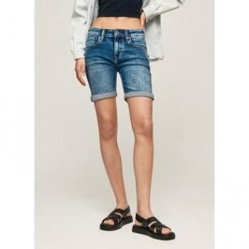Pepe Jeans Femme – Shorts Poppy Bleu (28) – Coton Biologique & Durable