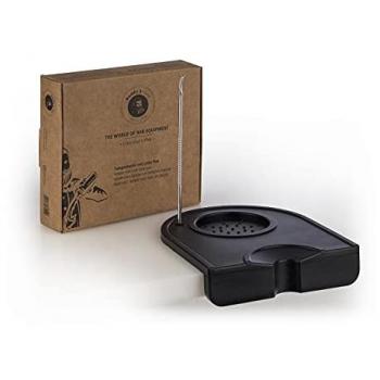 Tamperstation BUDDY'S Buddy´s Bar - Barista Edition, Premium, schwarz, B:14cm H:17cm L:12,6cm T:14cm Ø:6cm, Edelstahl, Barista-Sets, mit Baristastift, Andrückstation für Espresso Siebträger, schwarz
